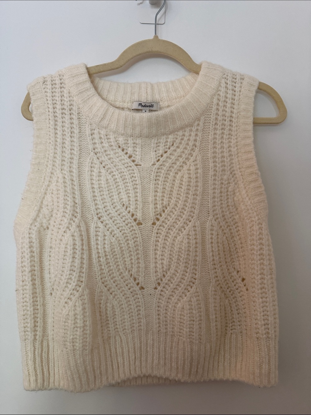 Madewell Cream Cable Knit Sweater Vest